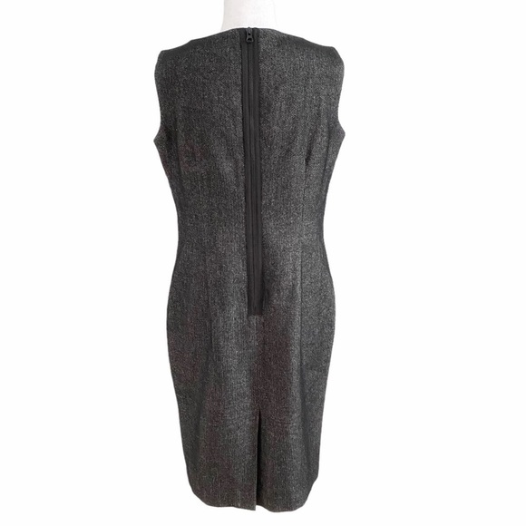 IRIS SETLAKWE WOOL LINEN BLEND GREY CHEVRON BLACK RIBBED INSERTION FORMAL DRESS - Picture 3 of 12